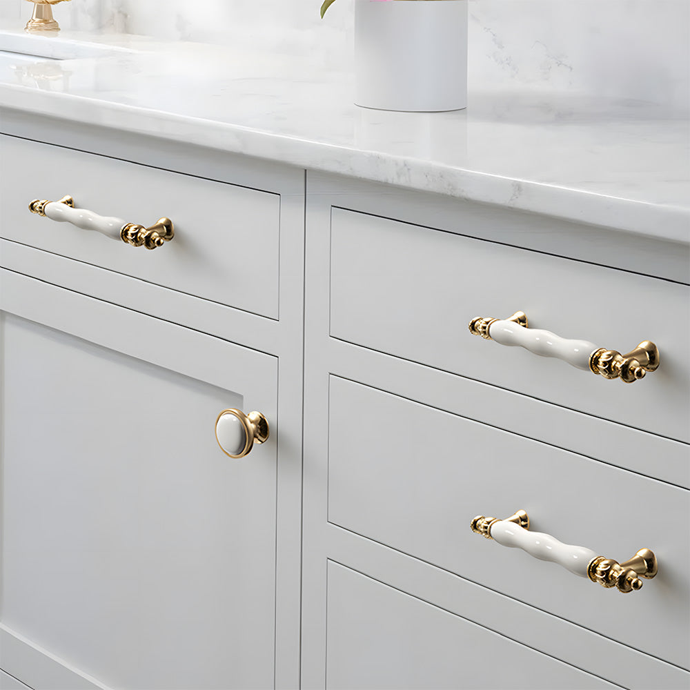 Retro White Ceramic Satin Finish Schrank Drawer Bar Griff