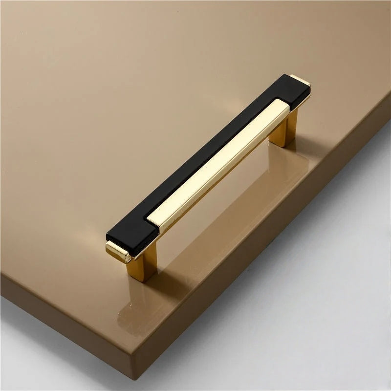 Schwarz Gold Zinc Alloy Square Bar Griff Griff for Küche