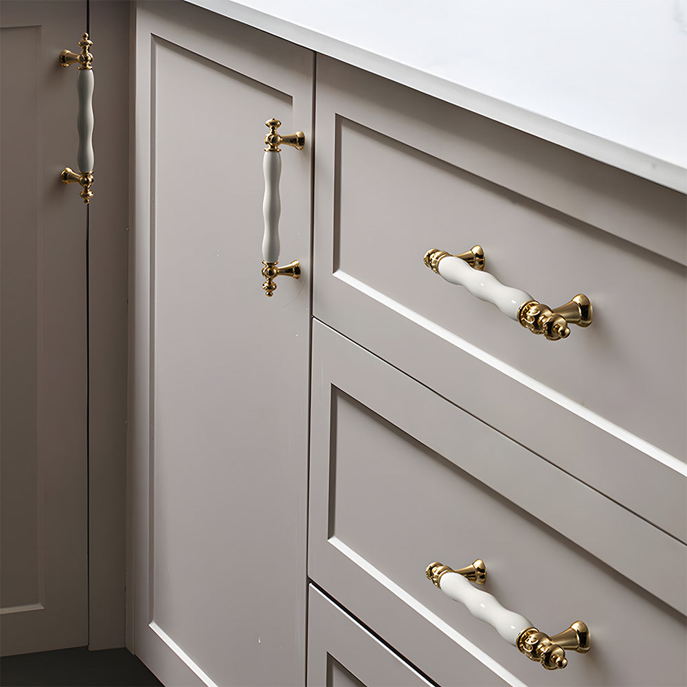 Retro White Ceramic Satin Finish Schrank Drawer Bar Griff