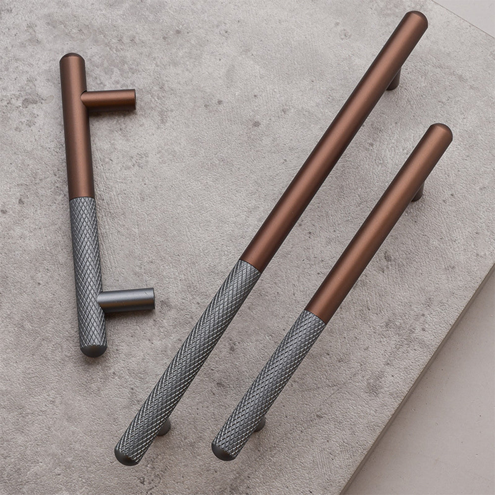 Brown & Grey Matte Knurled Bar Küchengriffe – Moderner Kontrast für Ihre Küche
