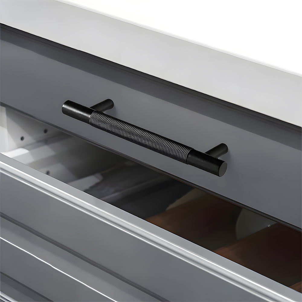 Moderner Schwarzer Gerändelter Aluminium-Bargriff für Küche & Möbel