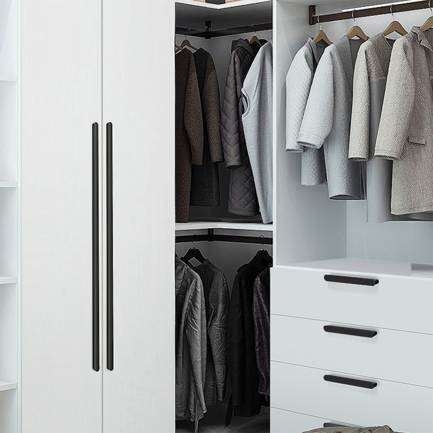 Moderner schwarzer Aluminiumgriff mit farbigen Akzenten – Schrank- & Schubladengriff