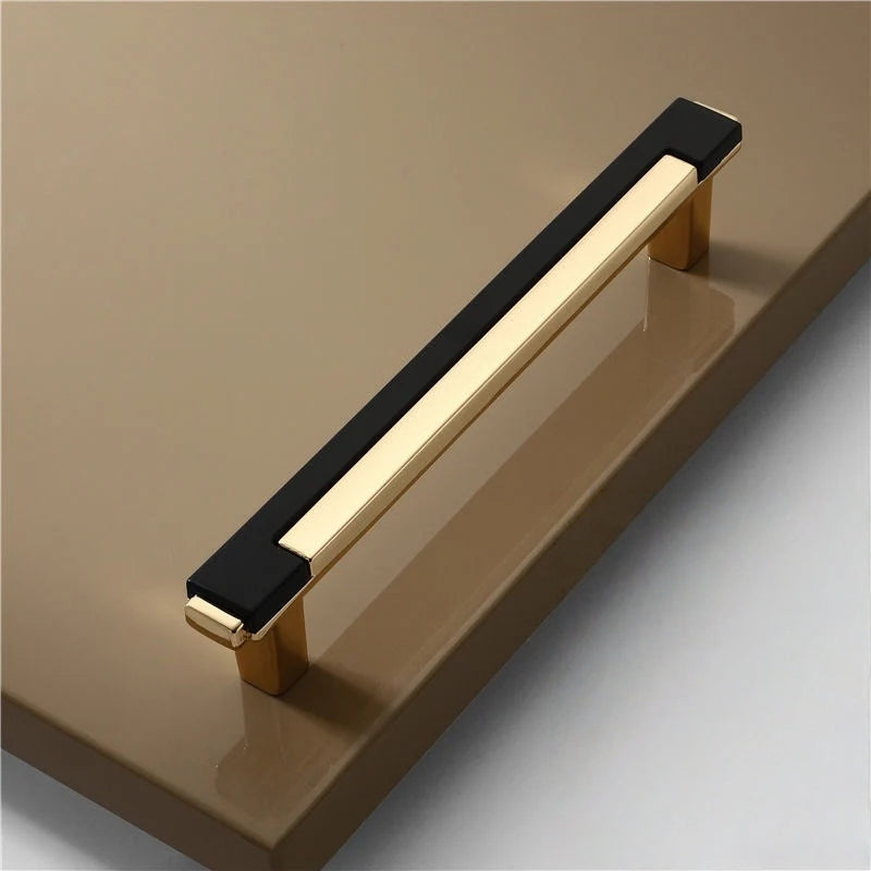 Schwarz Gold Zinc Alloy Square Bar Griff Griff for Küche