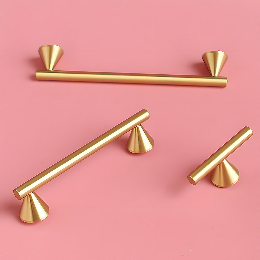 Massiver Messing-Gold-Griff mit konischem Fußdesign für Küchenschränke