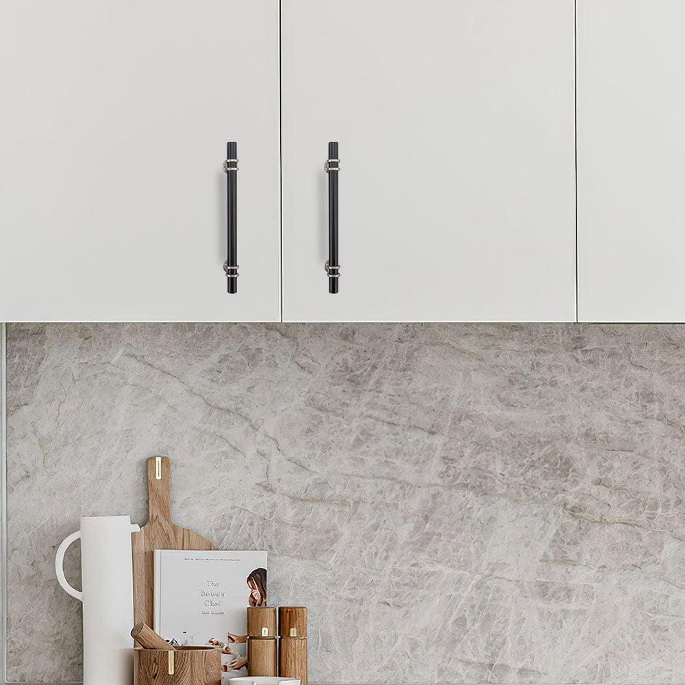 2er Set Küchengriffe aus schwarz-silberner Zinklegierung – Modernes Design für Schränke und Schubladen