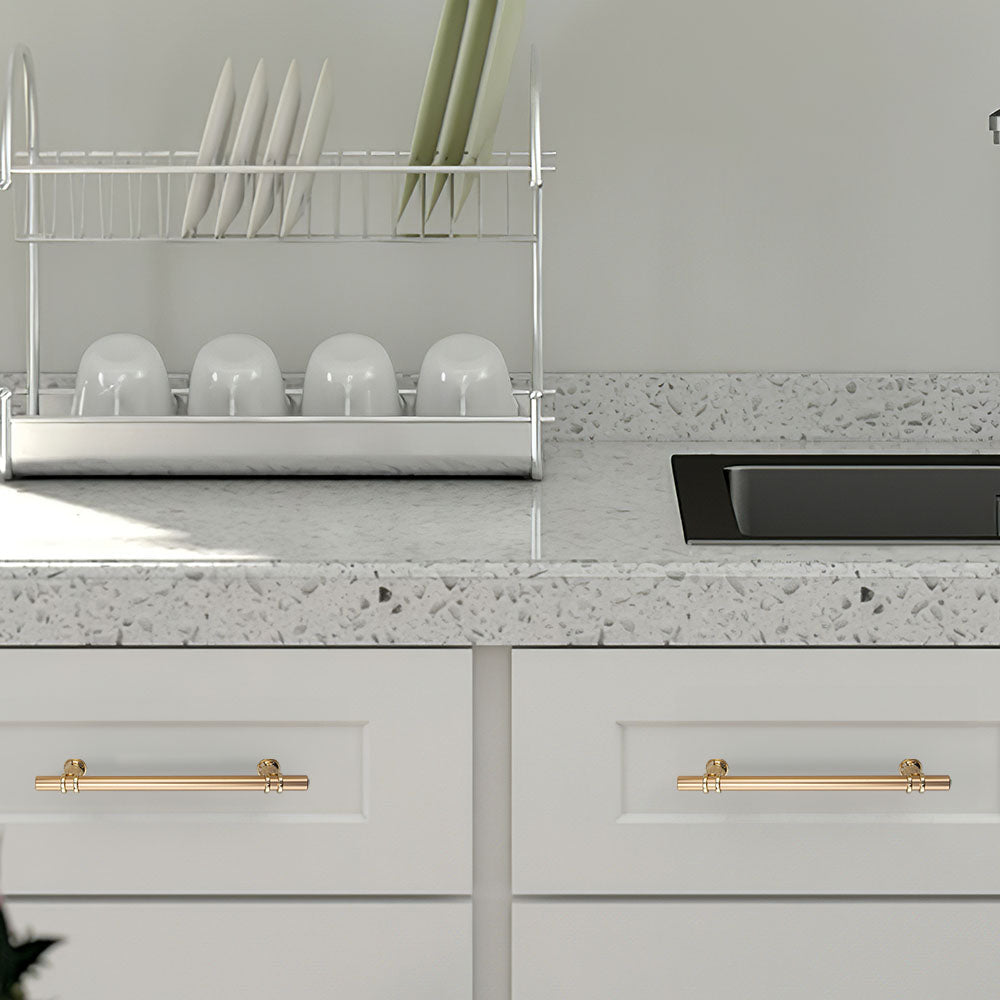 6er Set Europäische Küchengriffe aus goldener Zinklegierung – Klassische Schrankgriffe für Küche und Möbel