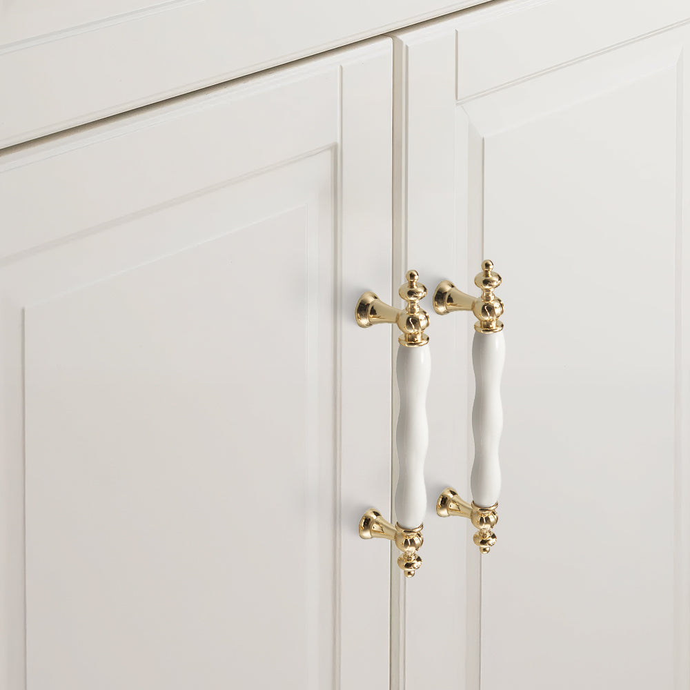 Retro White Ceramic Satin Finish Schrank Drawer Bar Griff