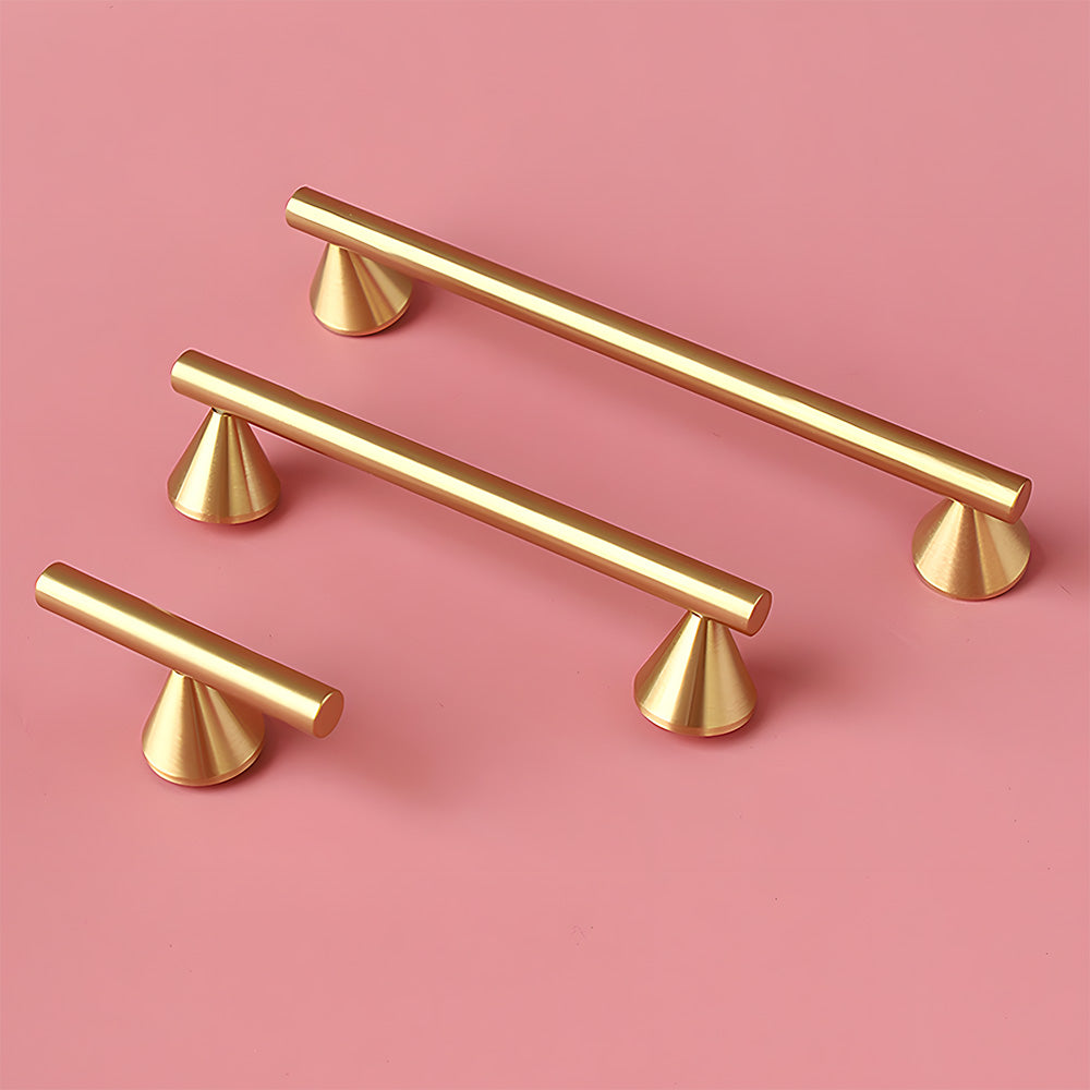 Massiver Messing-Gold-Griff mit konischem Fußdesign für Küchenschränke