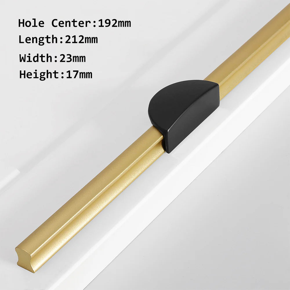 Gold & Schwarz Satin Finish Semicircle Shape Drawer Cupboard Griff