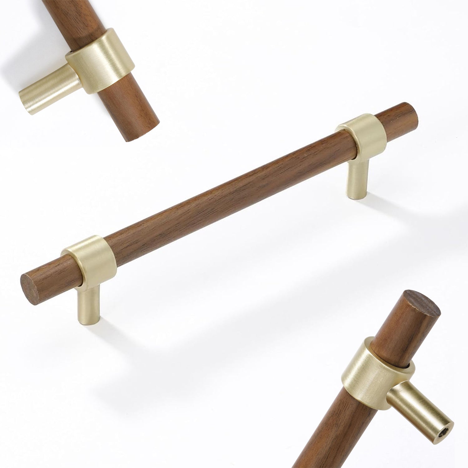 Vintage Holz Messing Küchengriffe & Schrankgriffe