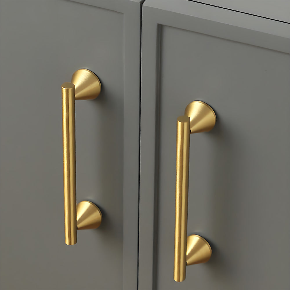 Massiver Messing-Gold-Griff mit konischem Fußdesign für Küchenschränke