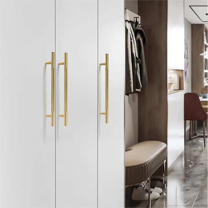 Gerändelter Gold-Bar-Küchengriff für Schränke & Schubladen