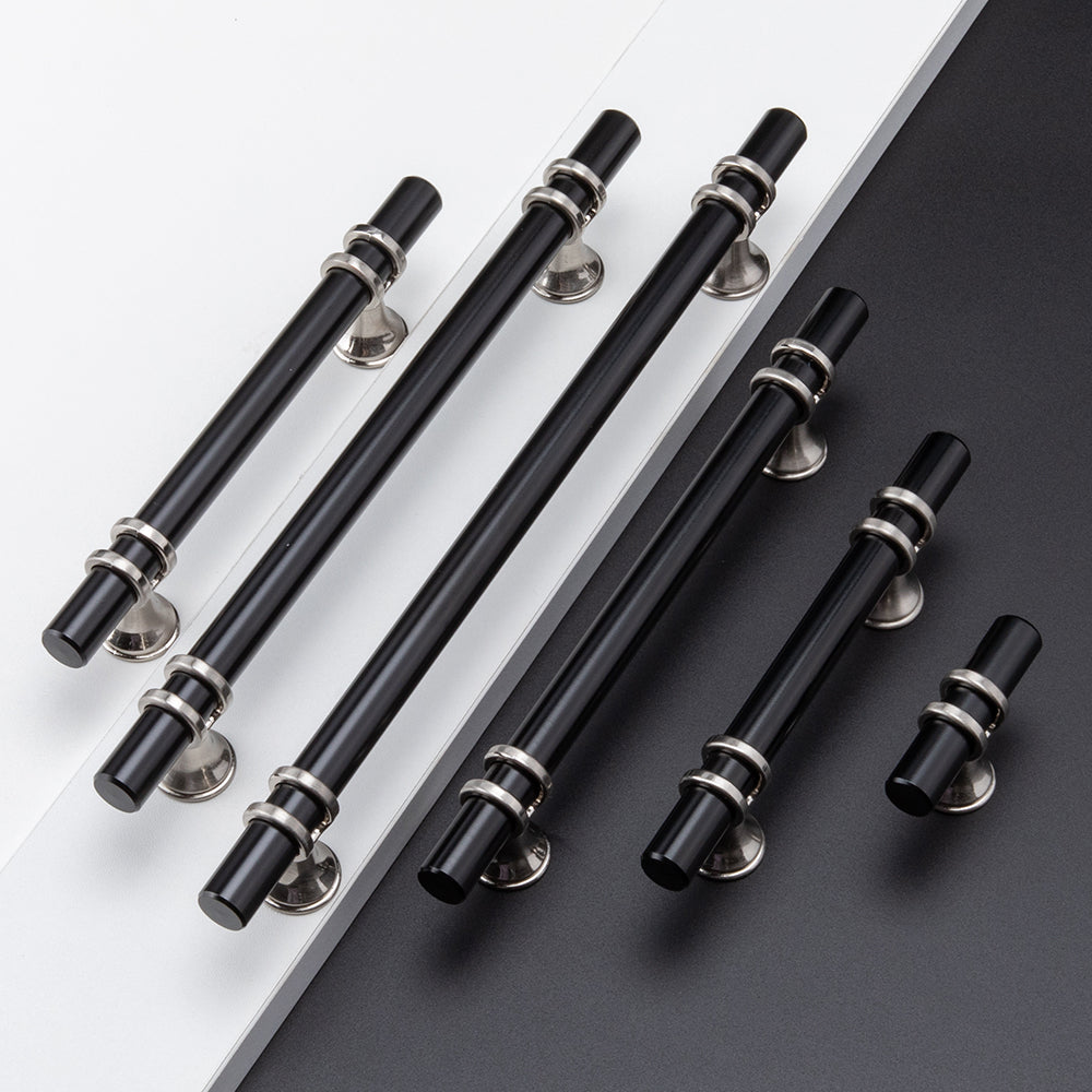 Eleganter Küchengriff aus schwarz-silberner Zinklegierung – Modernes Design für Küche und Möbel