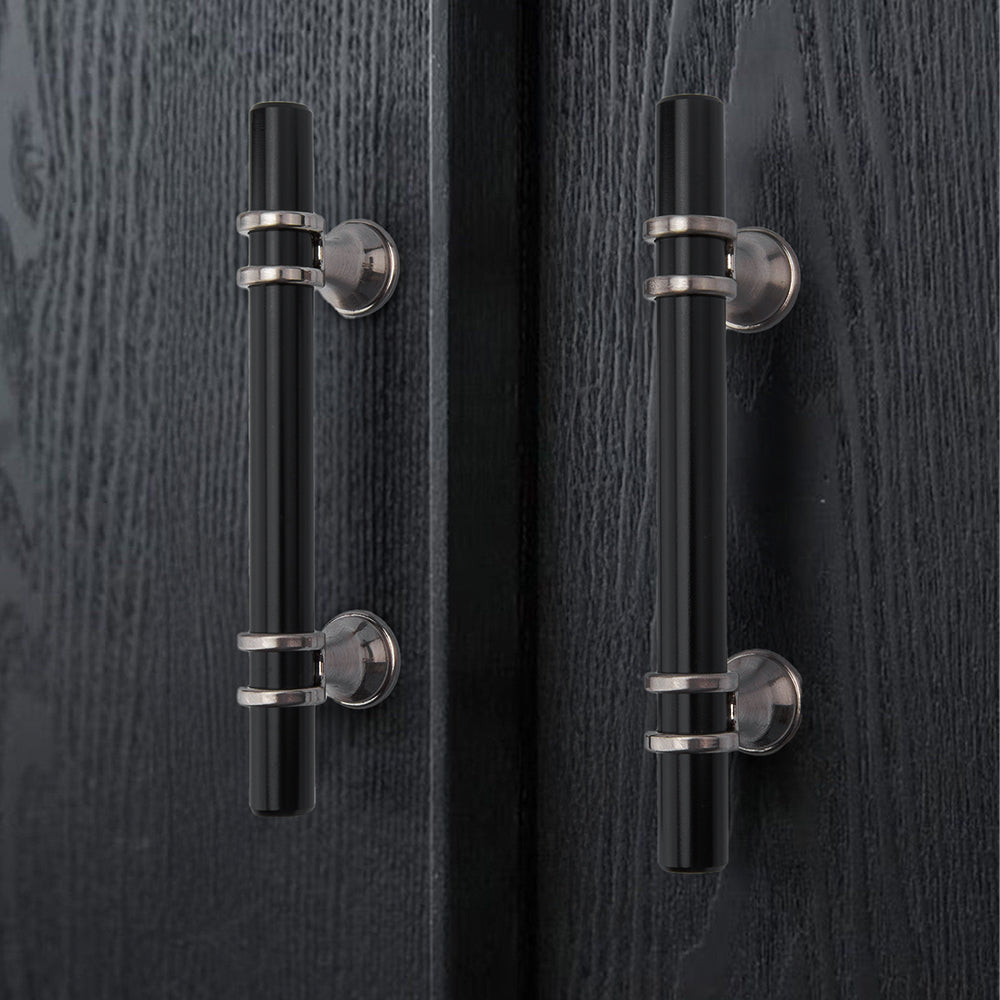 2er Set Küchengriffe aus schwarz-silberner Zinklegierung – Modernes Design für Schränke und Schubladen