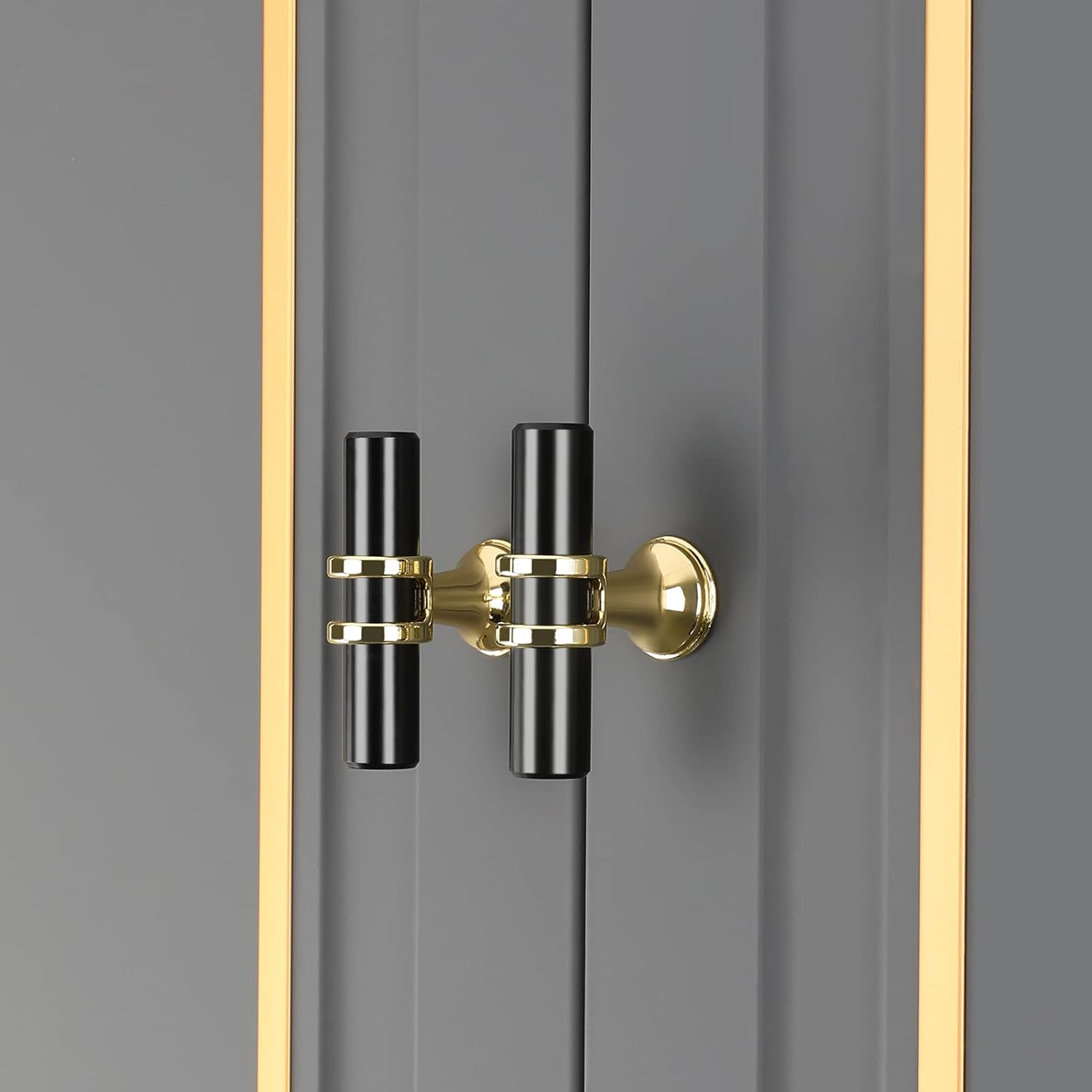 6er Set Küchengriffe aus schwarz-goldener Zinklegierung – Bargriffe für Schränke und Schubladen