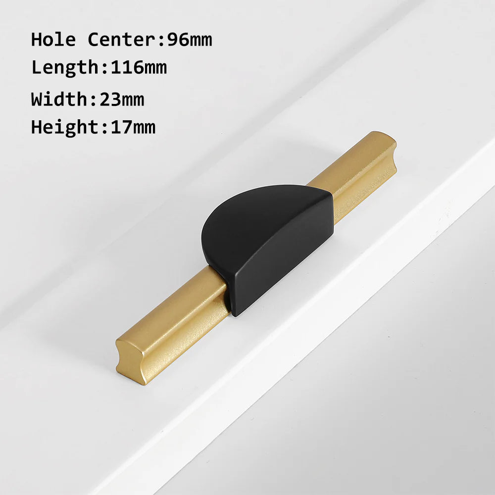 Gold & Schwarz Satin Finish Semicircle Shape Drawer Cupboard Griff