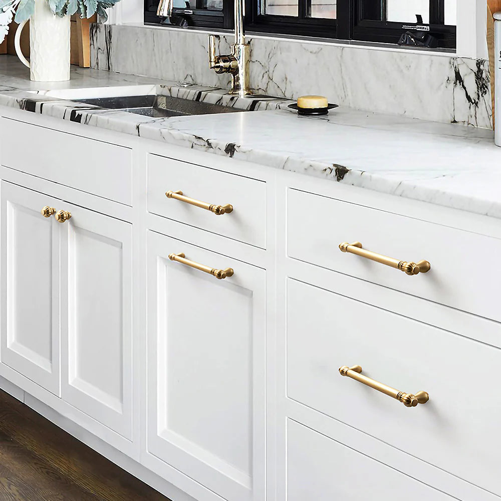 Gold Satin Finish Pumpkin Shape Cupboard Door T-Bar Griff