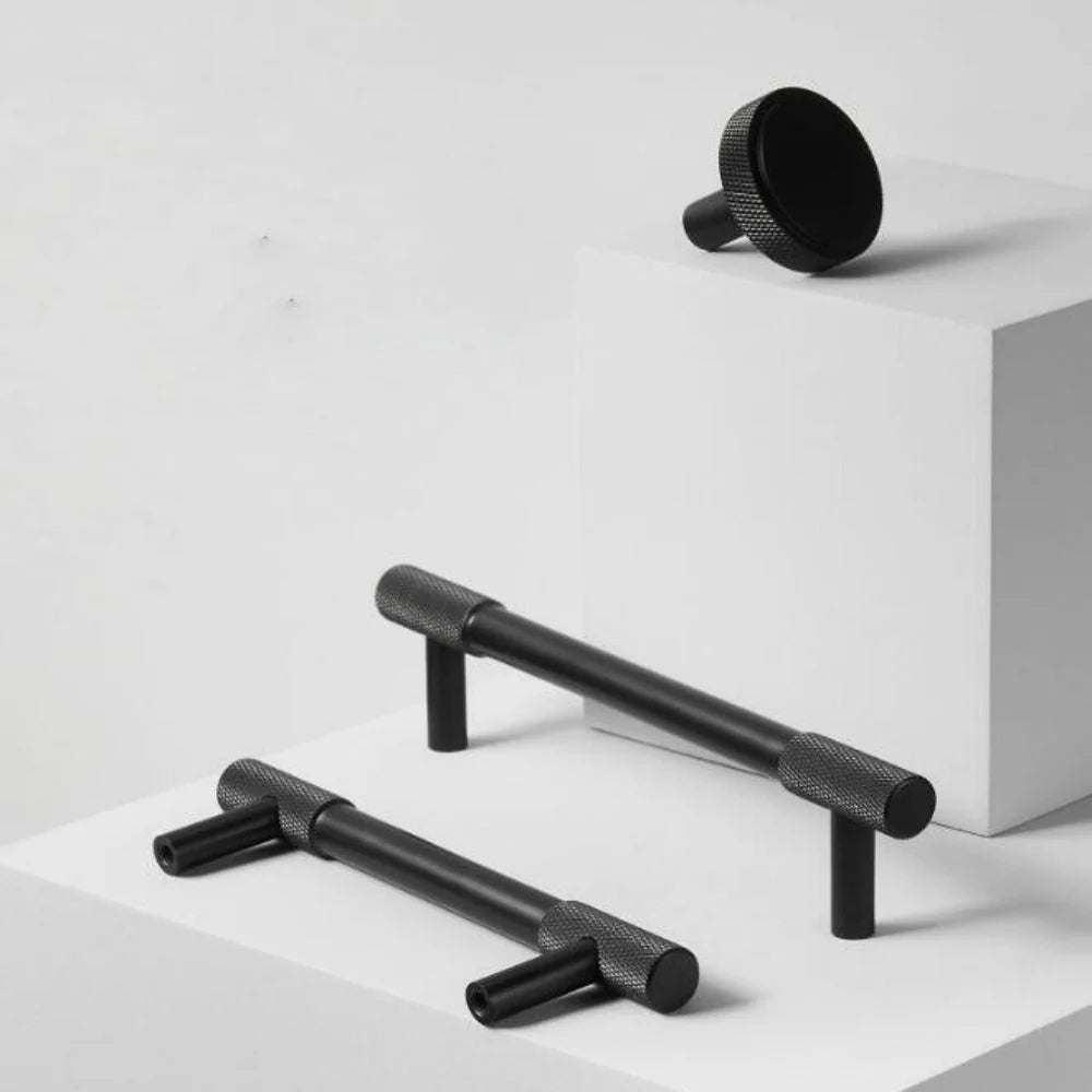 Schwarz Knurled Style Küche Schrank T-Bar Griff – Moderner Industrielook für Möbel