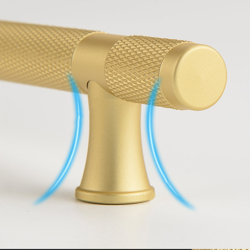 Goldener Gerändelter Massivmessing-Bargriff für Küche & Schrank