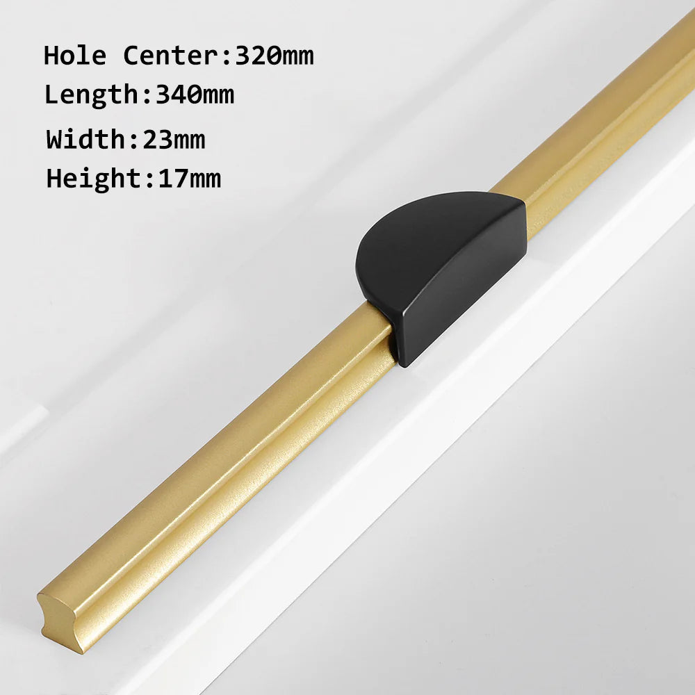 Gold & Schwarz Satin Finish Semicircle Shape Drawer Cupboard Griff