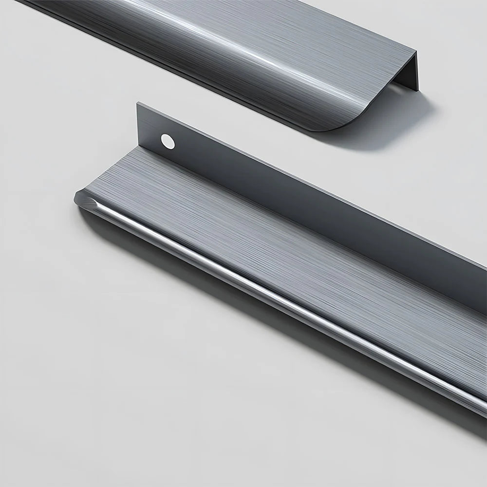 2er Set Graue Aluminium-Profilgriffe – Modernes Design für Küche & Schränke