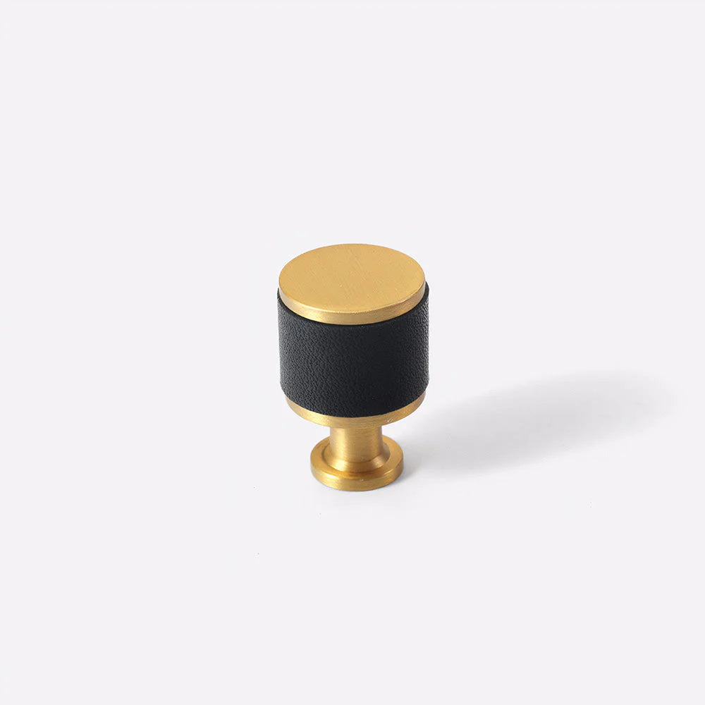 Schwarzes Leder & Messing Satin Finish Küche Schranktür Griff