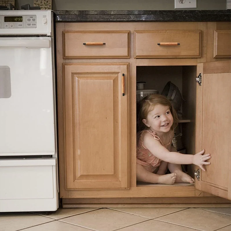 6er Set Schwarze Holz-Küchengriffe – Modernes Design für Küche & Schränke