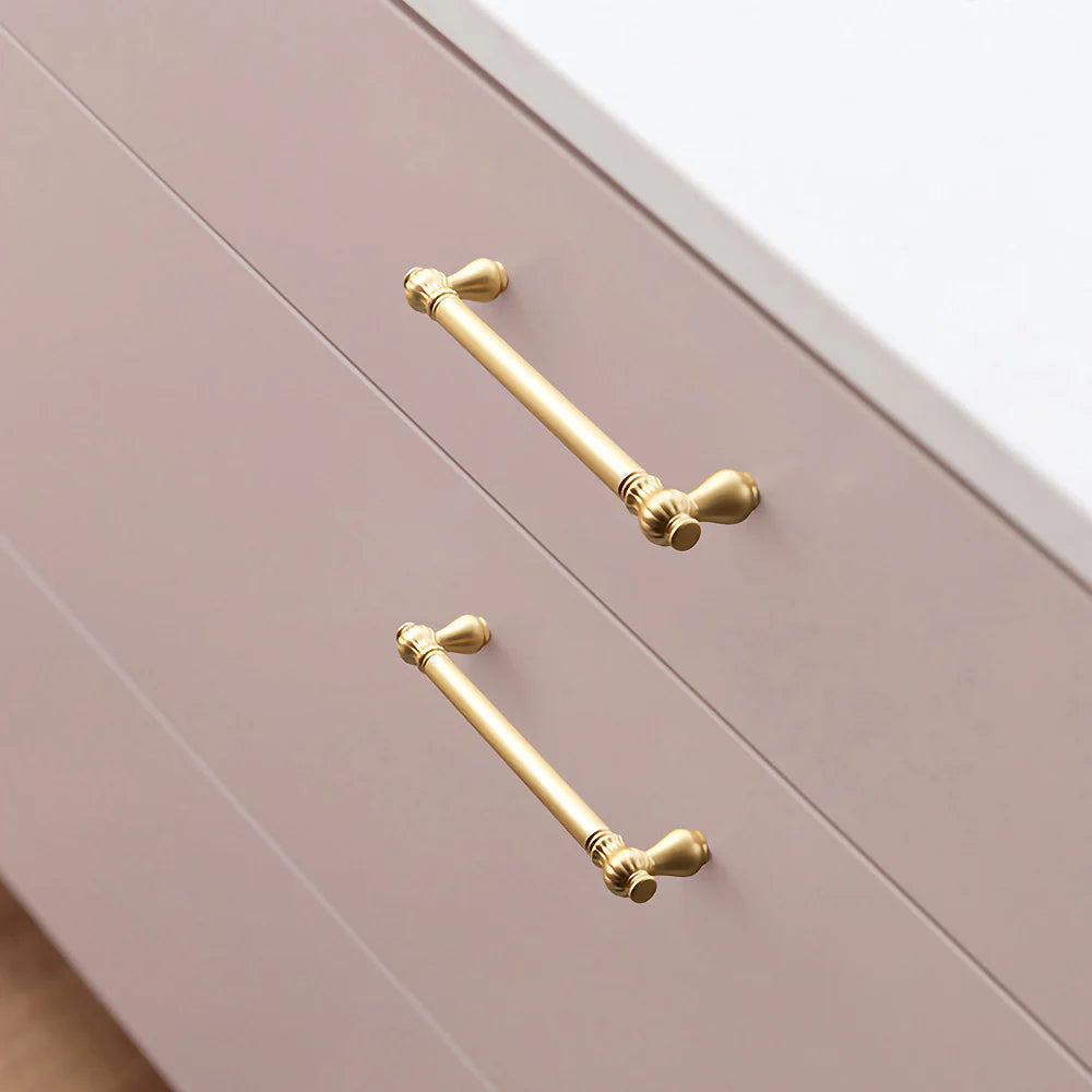 Gold Satin Finish Pumpkin Shape Cupboard Door T-Bar Griff