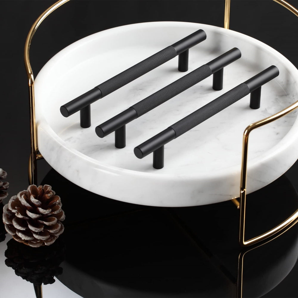 Moderner Schwarzer Gerändelter Aluminium-Bargriff für Küche & Möbel