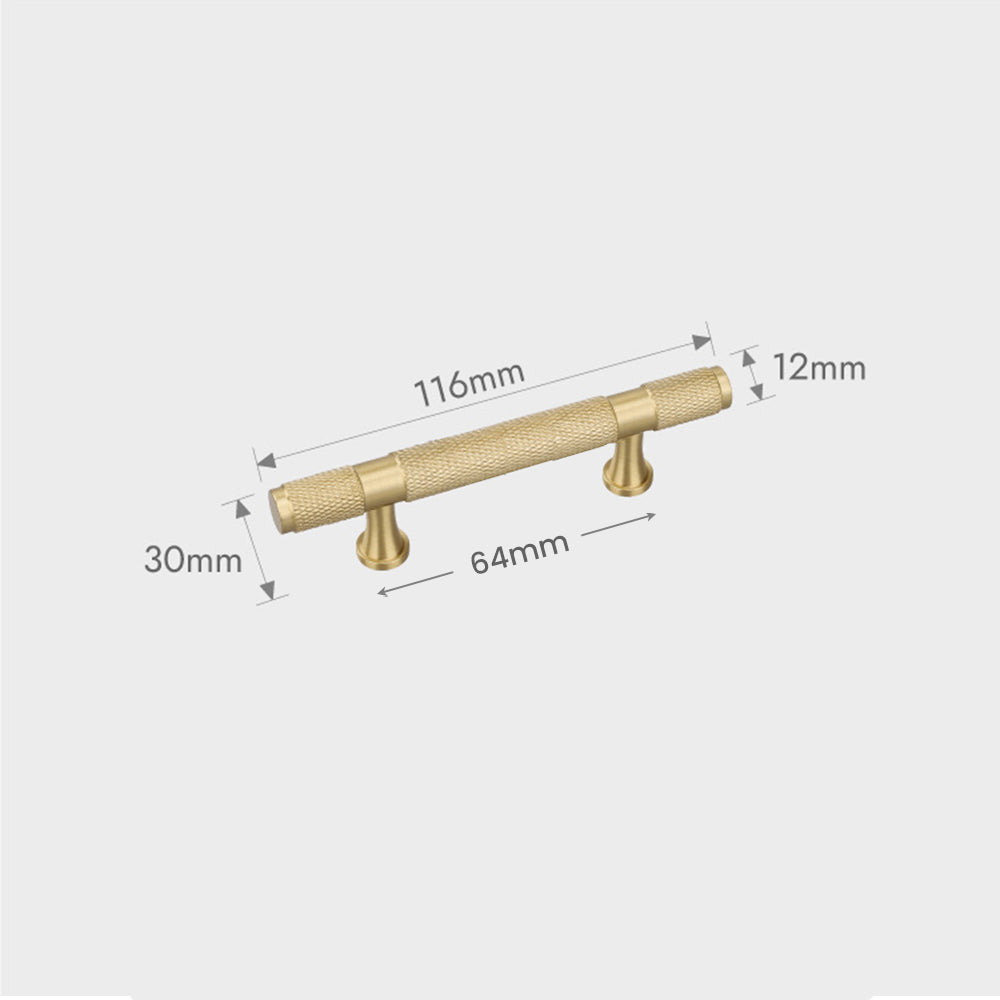 Goldener Gerändelter Massivmessing-Bargriff für Küche & Schrank