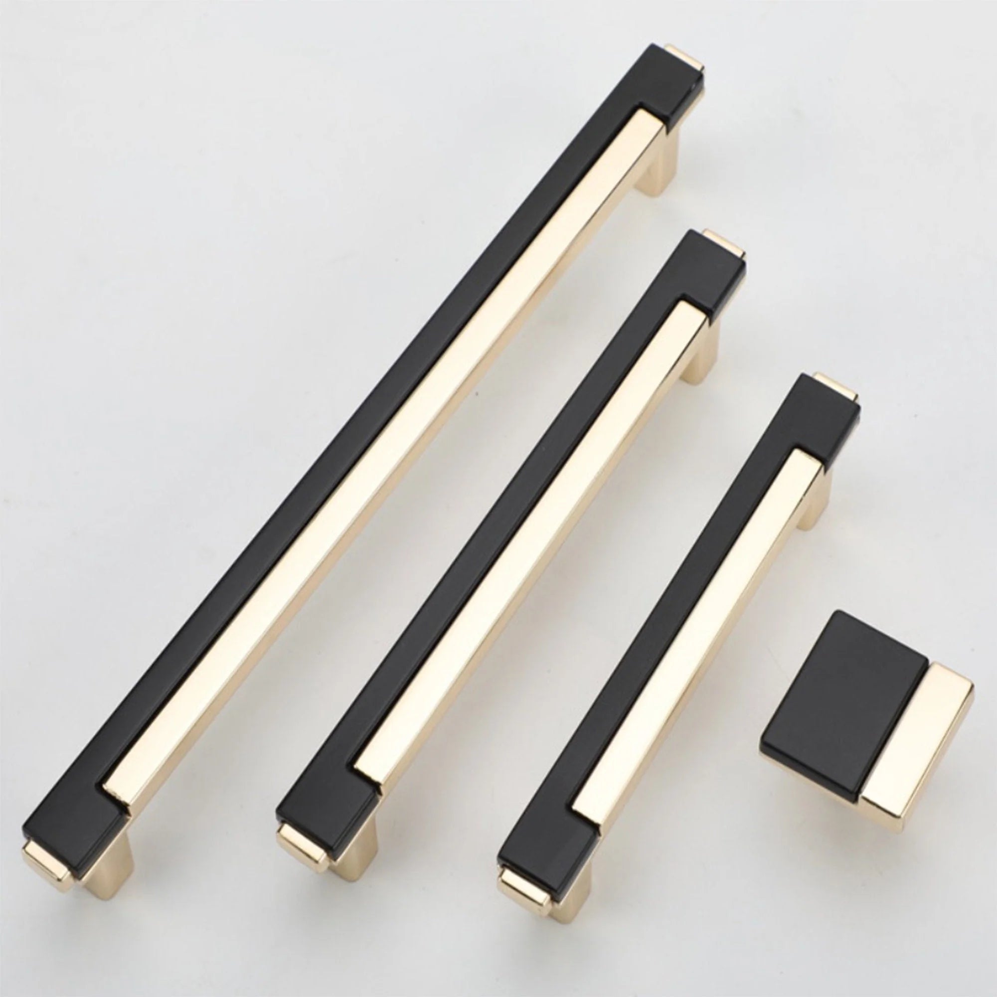Schwarz Gold Zinc Alloy Square Bar Griff Griff for Küche
