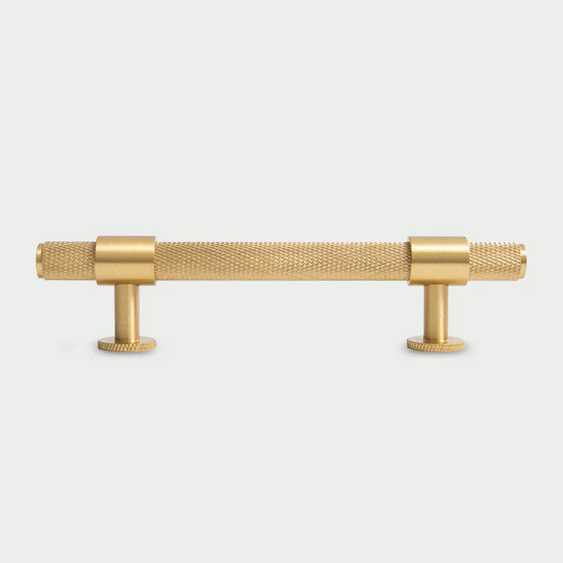 Gebürstet Messing Knurled T-Bar Küche Schrankgriff
