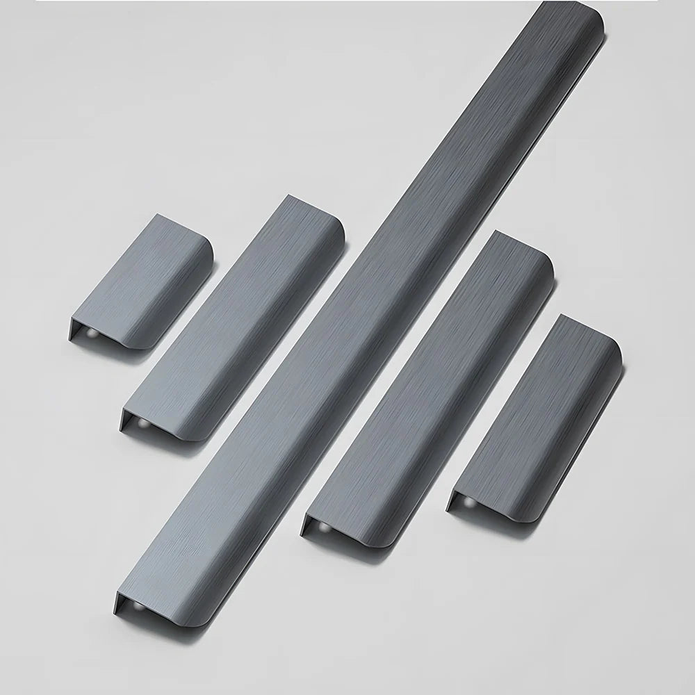 6er Set Graue Aluminium-Profilgriffe – Modernes Design für Küche & Schränke