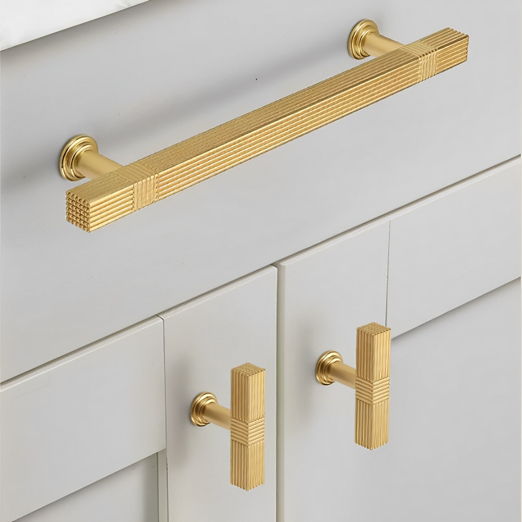 Gold Satin Finish Knurled Design Küche Schrank Bar Griff – Moderner Strukturgriff für Möbel