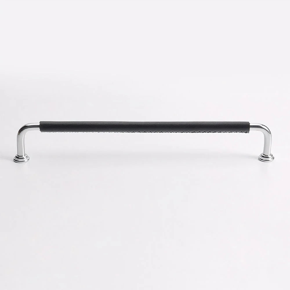 Schwarzes Leder & Messing Satin Finish Küche Schranktür Griff