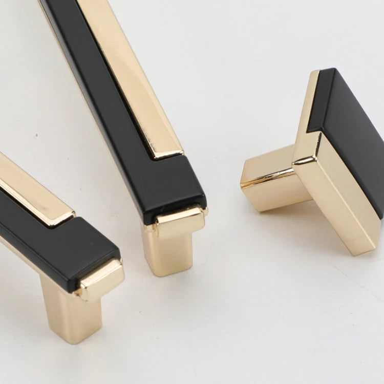 Schwarz Gold Zinc Alloy Square Bar Griff Griff for Küche