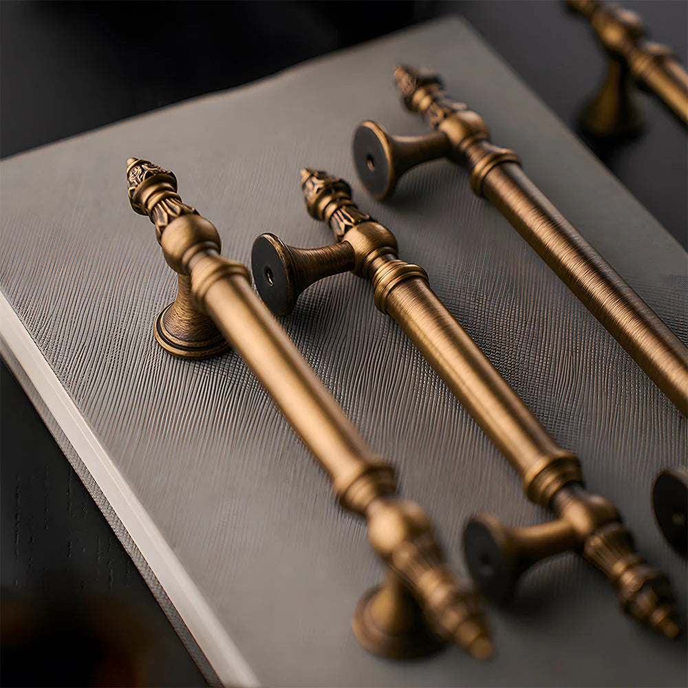 6 Stück Retro Bronze T-Stangengriffe für Küchenschränke und Schubladen