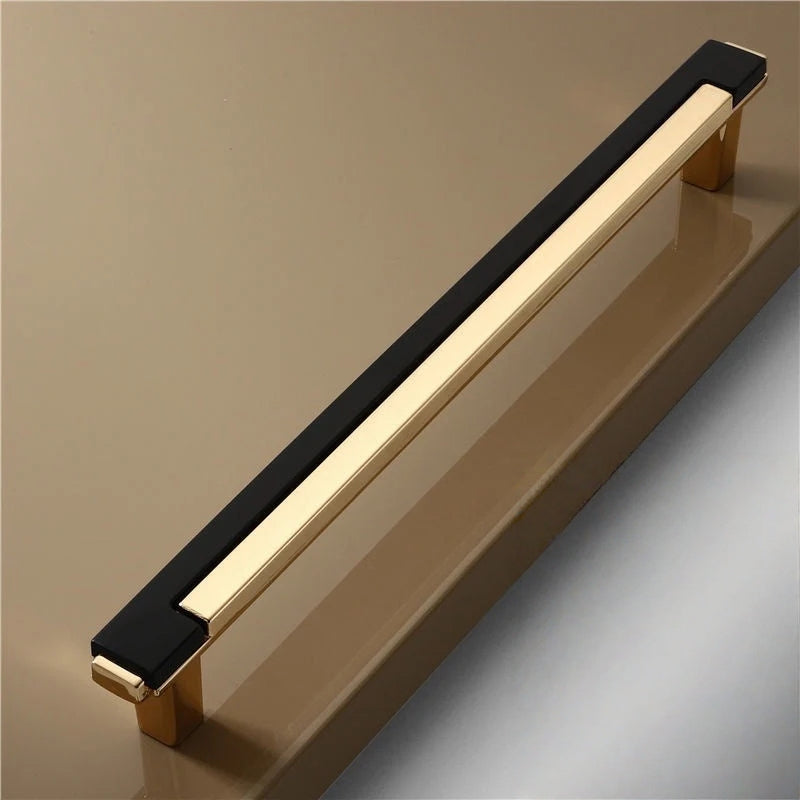 Schwarz Gold Zinc Alloy Square Bar Griff Griff for Küche