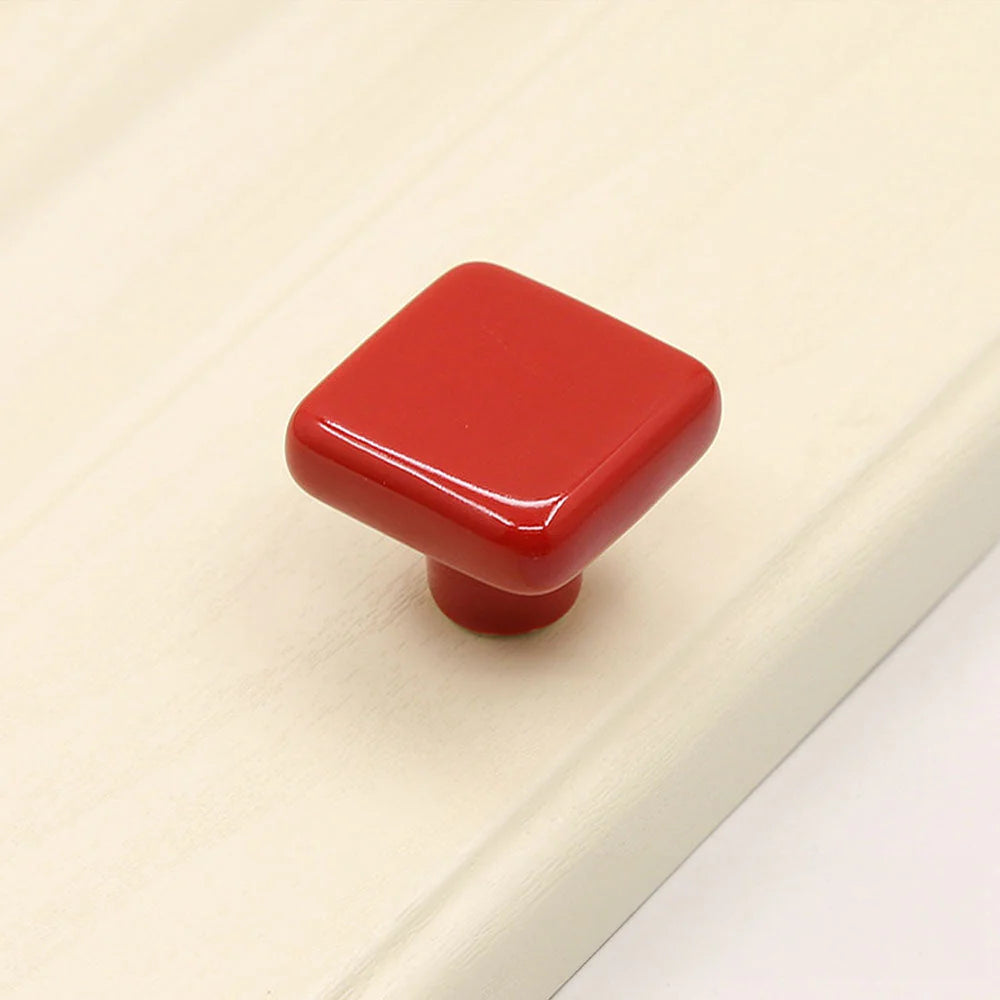 Roter Keramik Knopf in Quadratform für Kinder Schrank & Kommode