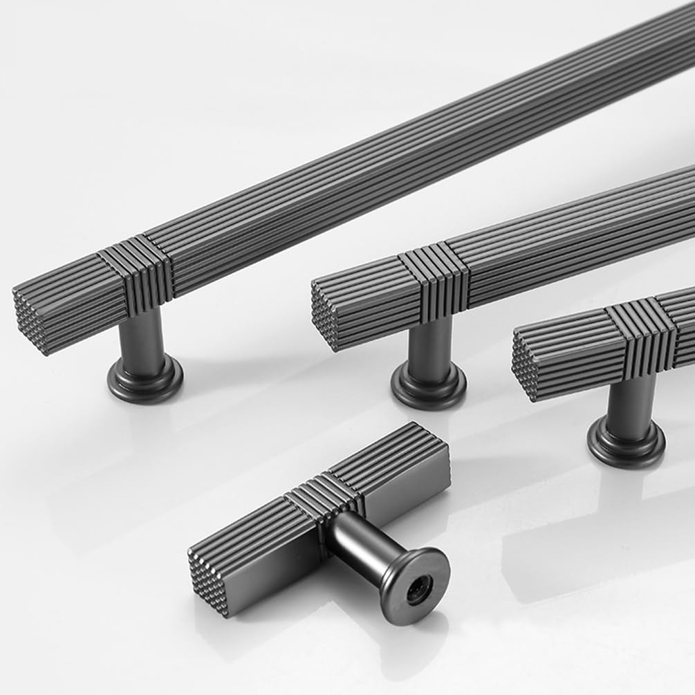 Schwarz Knurled Küche Schrank T-Bar Griff – Moderner Strukturgriff für Schubladen & Schränke