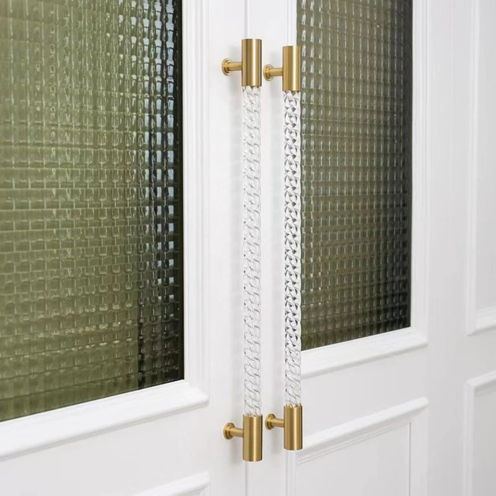 Gold Satin Finish Acryl T-Bar Schrankgriff mit Rillenmuster Design
