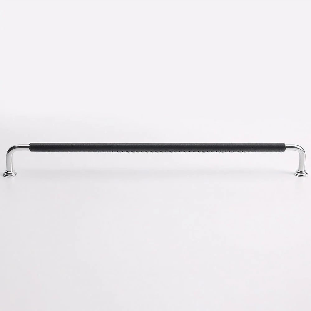 Schwarzes Leder & Messing Satin Finish Küche Schranktür Griff