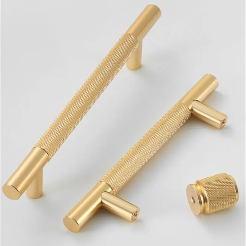 Gold Aluminium Knurled Bar Küchengriffe – Moderner Stil für Küche & Möbel