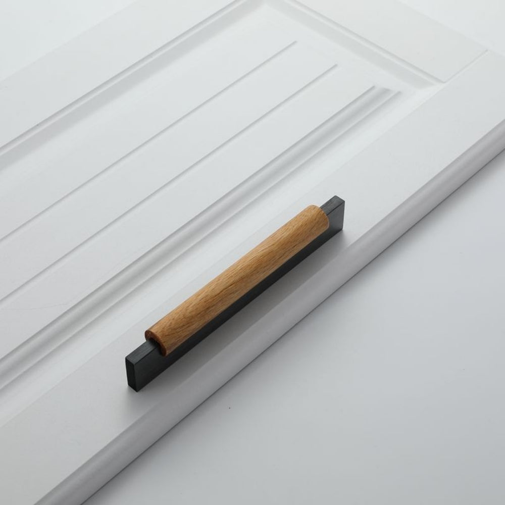 6er Set Schwarze Holz-Küchengriffe – Modernes Design für Küche & Schränke