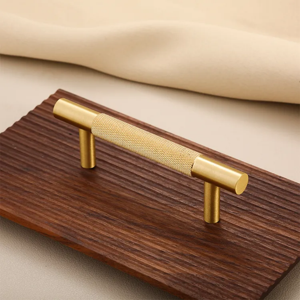 Gerändelter Gold-Bar-Küchengriff für Schränke & Schubladen