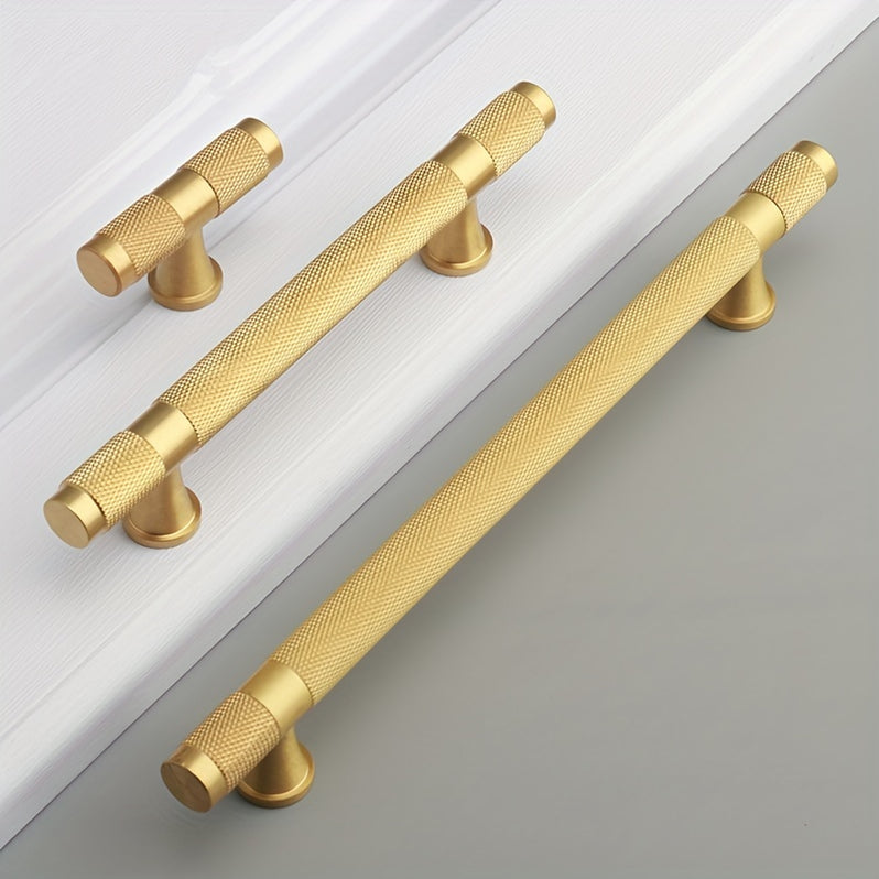 Goldener Gerändelter Massivmessing-Bargriff für Küche & Schrank