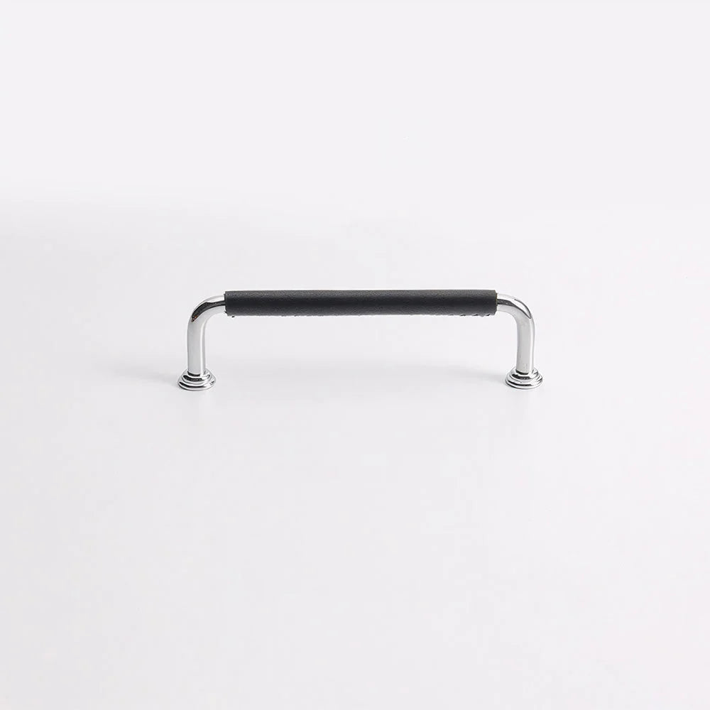 Schwarzes Leder & Messing Satin Finish Küche Schranktür Griff