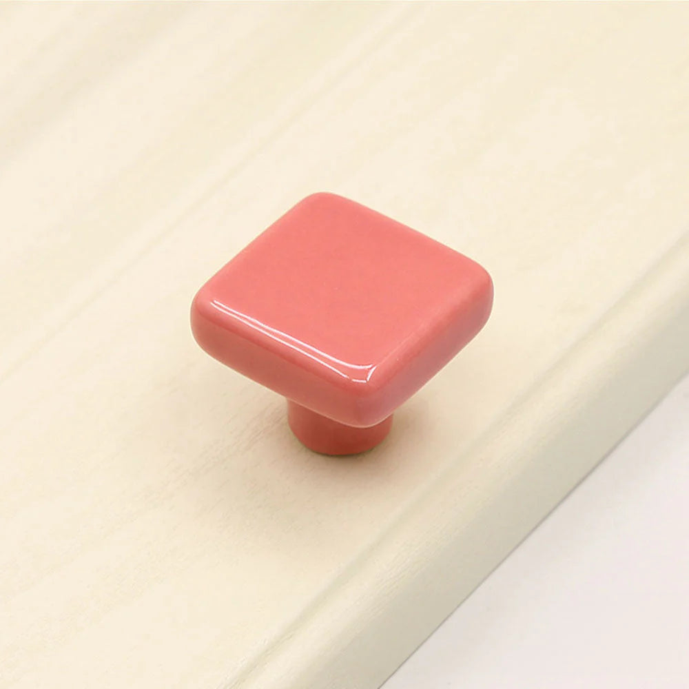 Rosa Keramik Knopf in Quadratform für Kinder Schrank & Kommode