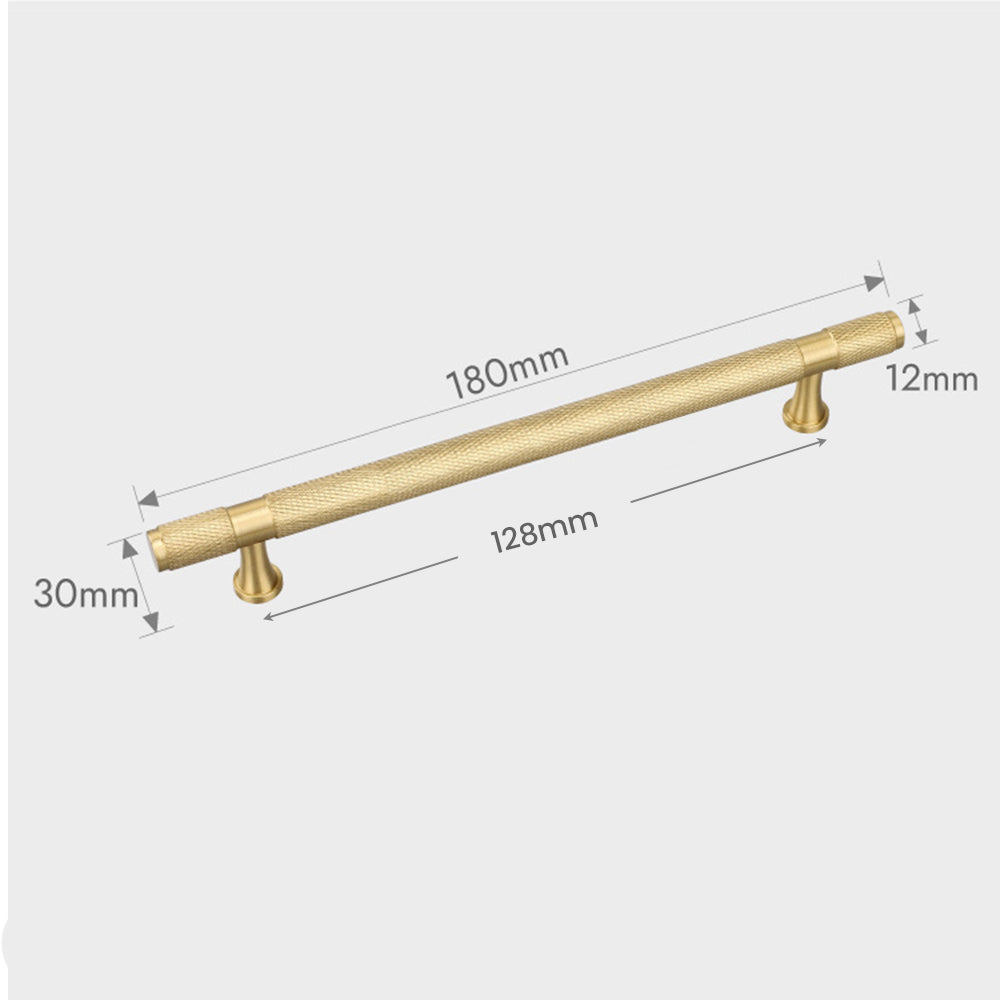 Goldener Gerändelter Massivmessing-Bargriff für Küche & Schrank
