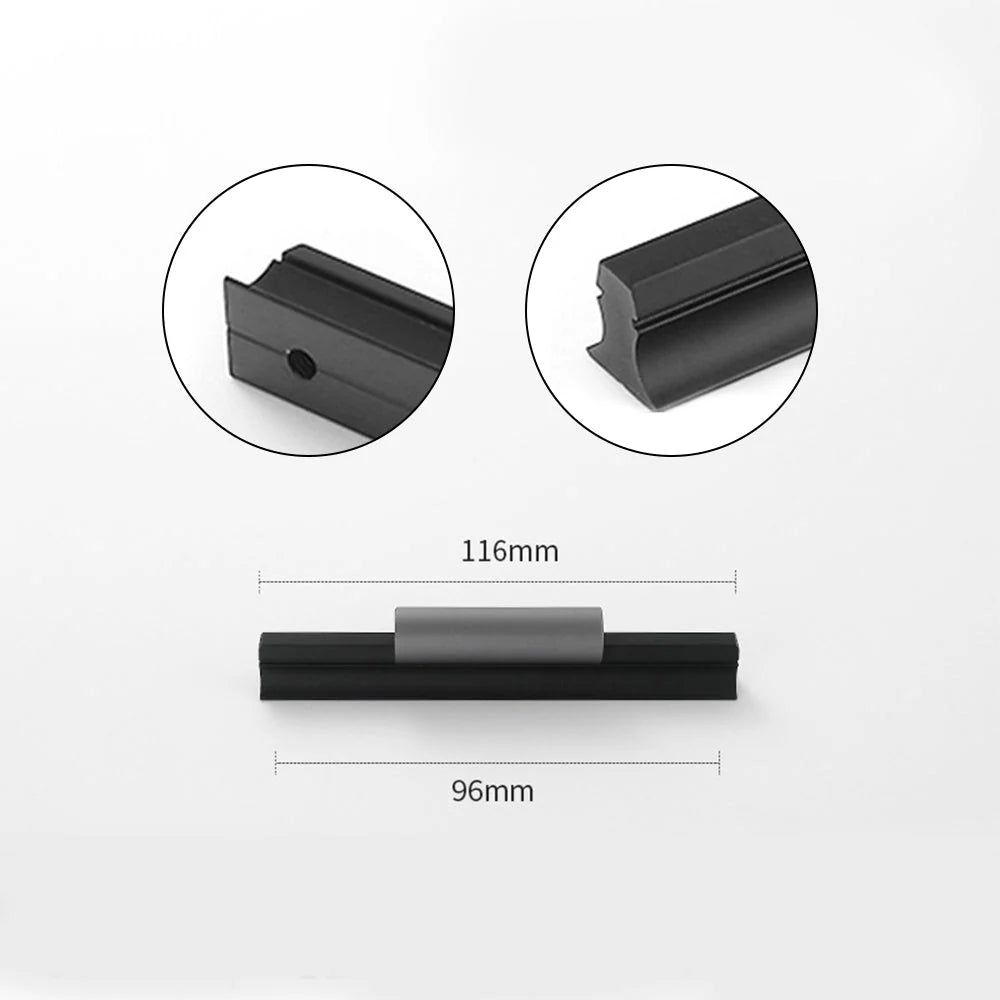 Matt Schwarz Grau Aluminium Schrank Schubladengriff